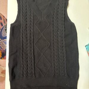 Black Cable Knit Sweater Vest
